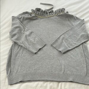 Talbots Jeweled High Neck Sweater Ribbed Cuffs